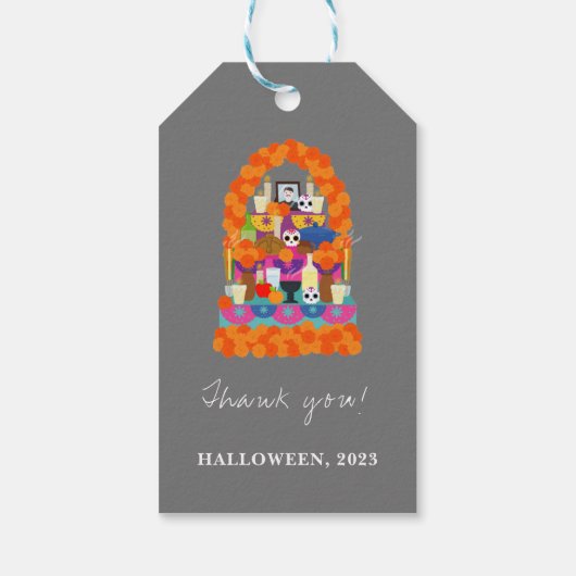 Dag van het dode halloween feest cadeaulabel (Achterkant)