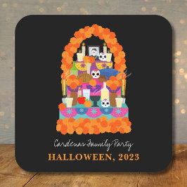Dag van het dode halloween feest vierkante sticker