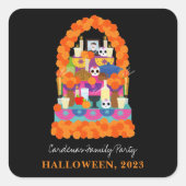 Dag van het dode halloween feest vierkante sticker (Voorkant)