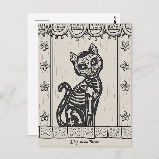 Dag van het Dode Kat Skelet Briefkaart (Voorkant / Achterkant)