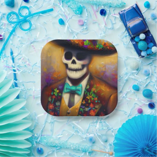 Dag van het Dode Man 4 Papieren Bordje (Feest)