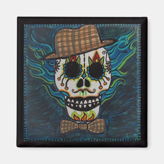 DAG VAN HET DODE Man Schedel Magneet (Voorkant)