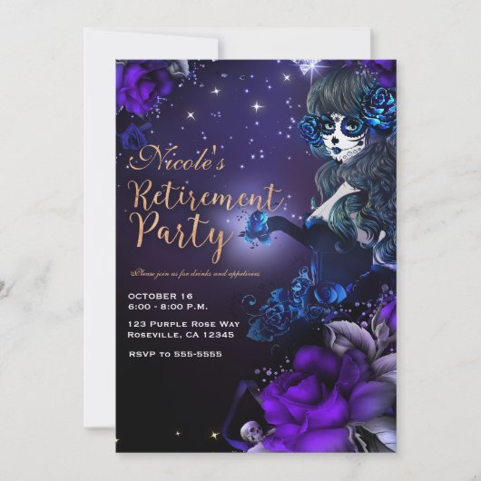 Dag van het Dode Meisje Paarse Blauwe Pensioen Par Kaart (Voorkant)