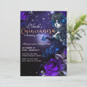 Dag van het Dode Meisje Paarse Blauwe Quinceañera  Kaart (Staand voorkant)