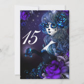 Dag van het Dode Meisje Paarse Blauwe Quinceañera  Kaart (Achterkant)