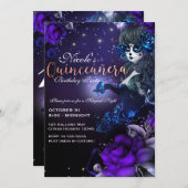 Dag van het Dode Meisje Paarse Blauwe Quinceañera  Kaart (Voorkant / Achterkant)