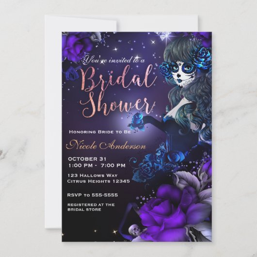 Dag van het Dode Meisje Paarse Blauwe Vrijgezellen Kaart (Voorkant)