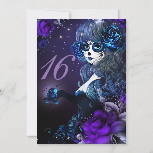 Dag van het Dode Meisje Paarse Blauwe Zoet 16 Part Kaart (Achterkant)