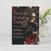 Dag van het Dode Meisje Red Black Verjaardagsfeest Kaart (Staand voorkant)