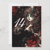 Dag van het Dode Meisje Red Black Verjaardagsfeest Kaart (Achterkant)