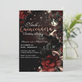 Dag van het Dode Meisje Rood Zwart Quinceañera Par Kaart (Staand voorkant)