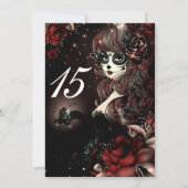 Dag van het Dode Meisje Rood Zwart Quinceañera Par Kaart (Achterkant)