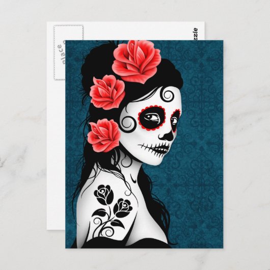 Dag van het Dode Meisje van de Schedel van de Briefkaart (Voorkant / Achterkant)