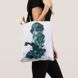 Dag van het dode mooie meisje Dia De Los Muertos Tote Bag
