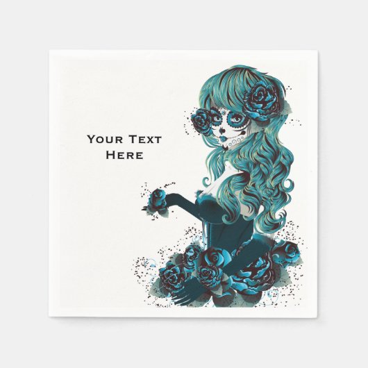 Dag van het dode mooie Suikermeisje Makeup Girl Servet (Voorkant)