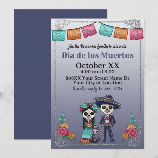 Dag van het dode paar en kat kaart (Voorkant / Achterkant)