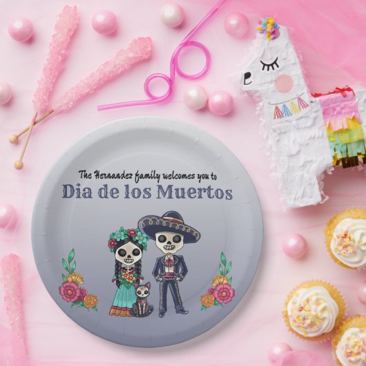 Dag van het dode paar en kat papieren bordje (Feest)