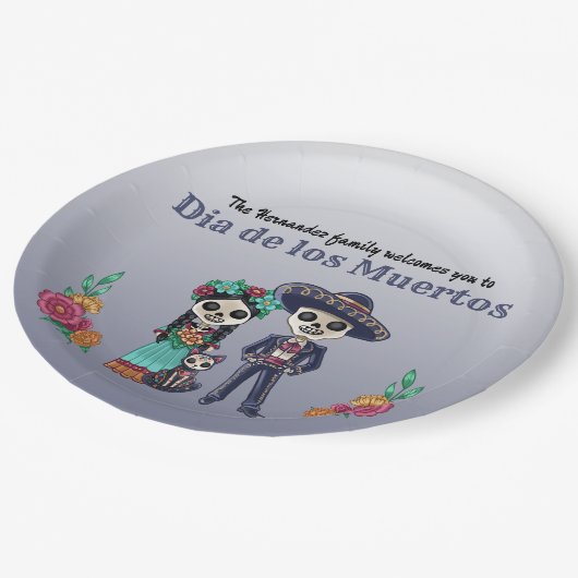 Dag van het dode paar en kat papieren bordje (Gekanteld)