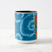 Dag van het dode regenboogschedel Daisy Tribal Tat Tweekleurige Koffiemok (Center)