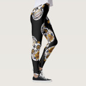 Dag van het dode roos schedel Halloween patroon Leggings (Rechts)