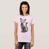 Dag van het dode Shirt van de Los Muertos Cat Pink (Voorkant volledig)