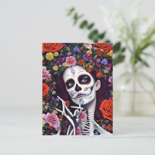 Dag van het dode skelet briefkaart (Staand voorkant)