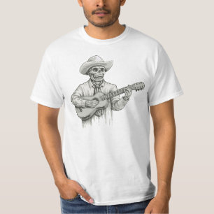 Dag van het dode skelet dat gitaar speelt t-shirt