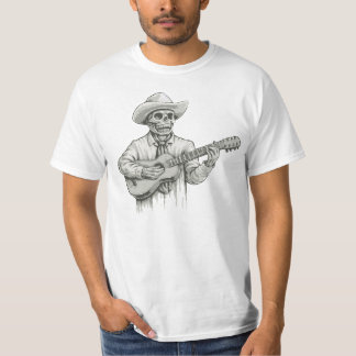 Dag van het dode skelet dat gitaar speelt t-shirt