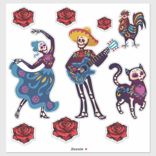 Dag van het dode skelet en de dode dieren sticker (Vel)