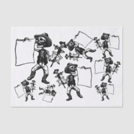 Dag van het Dode Skelet Etching Decoupage Collage Tissuepapier