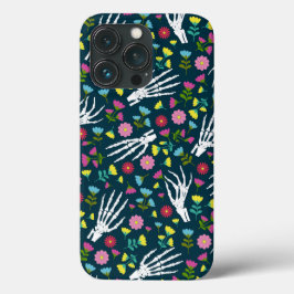 Dag van het dode skelet Hands Floral Black Case-Mate iPhone Case