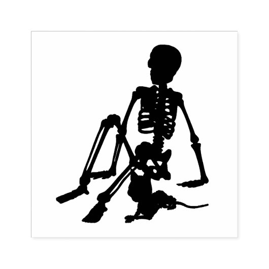 Dag van het dode skelet Jongen huisdier kat silhou Rubberstempel (Afrduk)