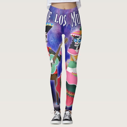Dag van het dode skelet Mariachi Dancer Leggings (Voorkant)