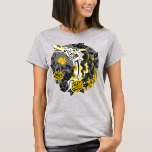 Dag van het dode skelet met gele rozen t-shirt