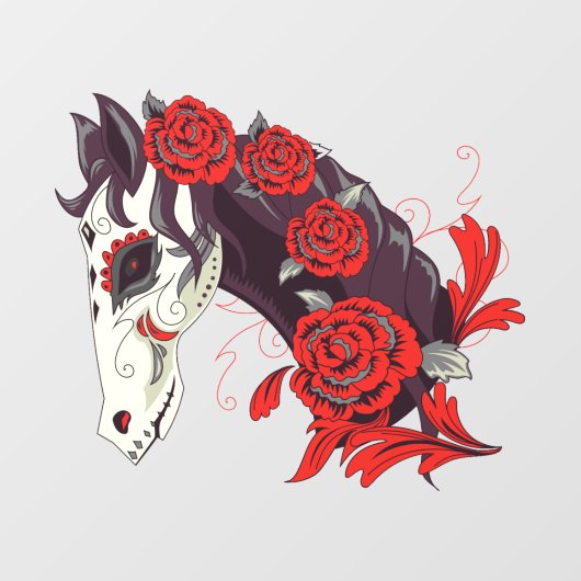 Dag van het dode skelet met Rozen Raamsticker (Vel)