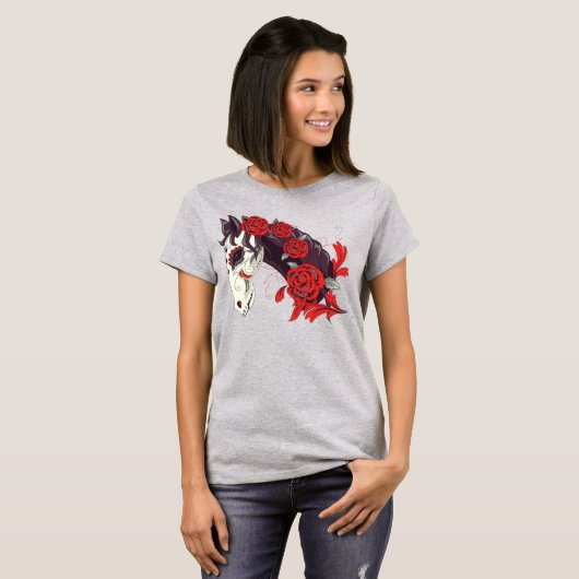 Dag van het dode skelet met Rozen T-shirt (Voorkant volledig)