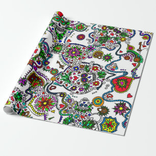 Dag van het dode Snoep schedel-omslagpapier Cadeaupapier