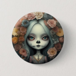 Dag van het dode snoep schedels poppen schattig me ronde button 5,7 cm