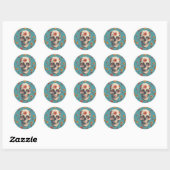 Dag van het dode thema ontwerp ronde sticker (Vel)