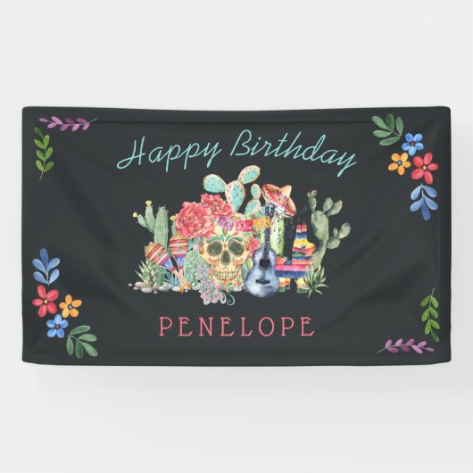 Dag van het dode thema Persoonlijke verjaardag Spandoek (Horizontaal)