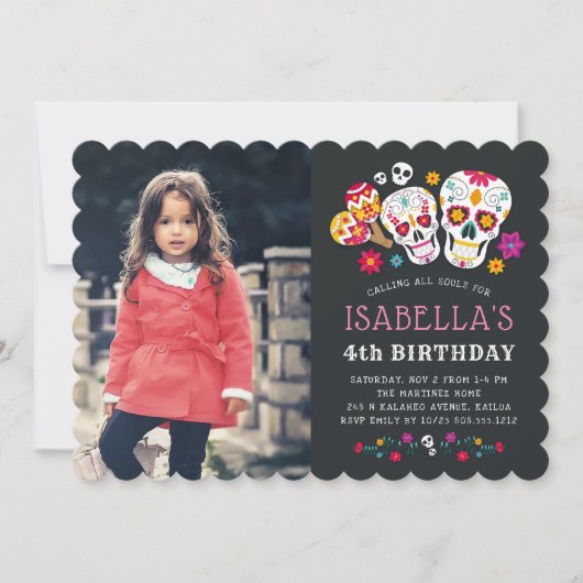 Dag van het Dode Thema Verjaardagsfeestfoto Kaart (Voorkant)