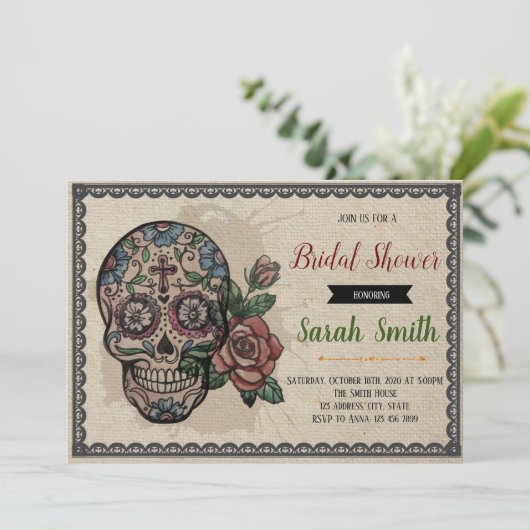 Dag van het dode vrijgezellenfeest 3 kaart (Staand voorkant)