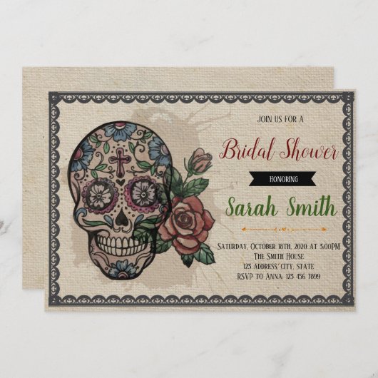 Dag van het dode vrijgezellenfeest 3 kaart (Voorkant / Achterkant)