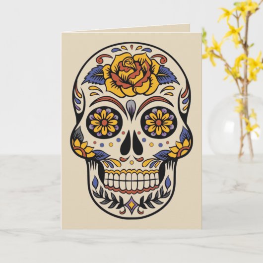 Dag van het dode wenskaart kaart (Gele Bloem)
