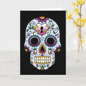 Dag van het dode Wenskaart van de schedel van de S Kaart (Gele Bloem)