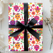 Dag van het dode witte kleurige suikerschedel cadeaupapier