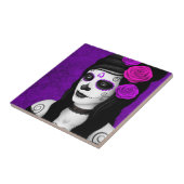 Dag van het dodenmeisje met Paarse Rozen Tegeltje (Zijkant)