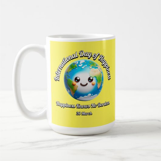 Dag van het geluk. Geluk kent geen grenzen. Koffiemok (Links)
