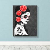 Dag van het meisje met de dikke suikerschedel - Gr Canvas Afdruk (Insitu (Houten vloer))