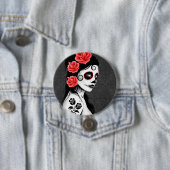 Dag van het meisje met de dikke suikerschedel - gr ronde button 7,6 cm (In situ)